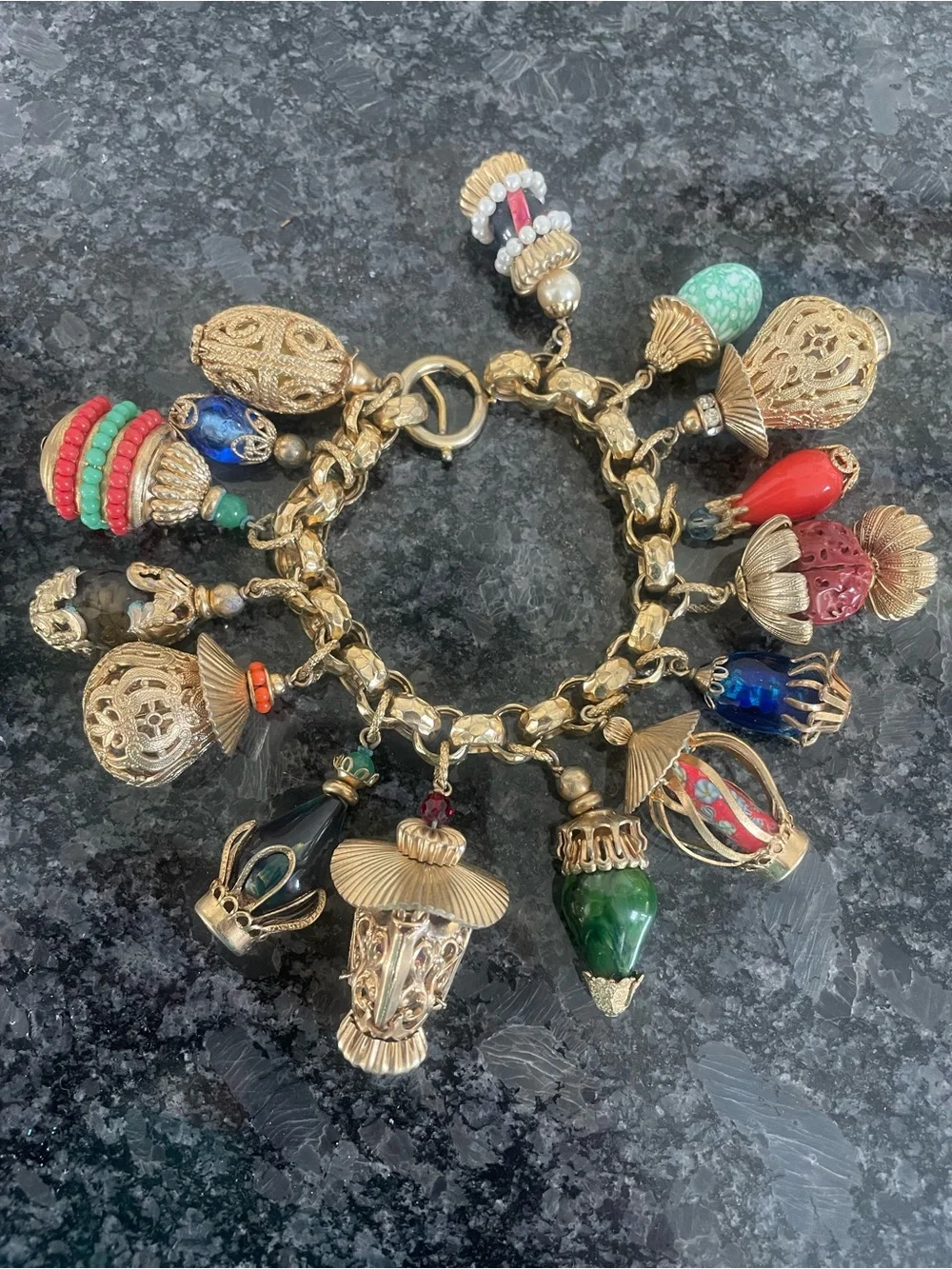 Vintage Napier Chinese Lantern Charm Bracelet Eugene Bertolli 15 ‘50s 8” Chunky
